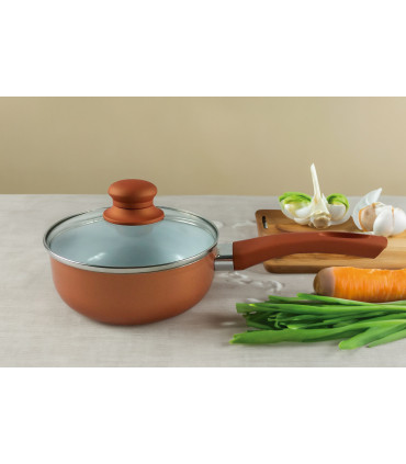 Olla Copper Line de 16 Cm Cobre y Blanco