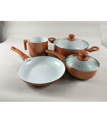 Olla Copper Line de 16 Cm Cobre y Blanco