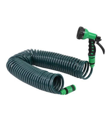 Manguera Espiral 15 Metros Con Regador Verde